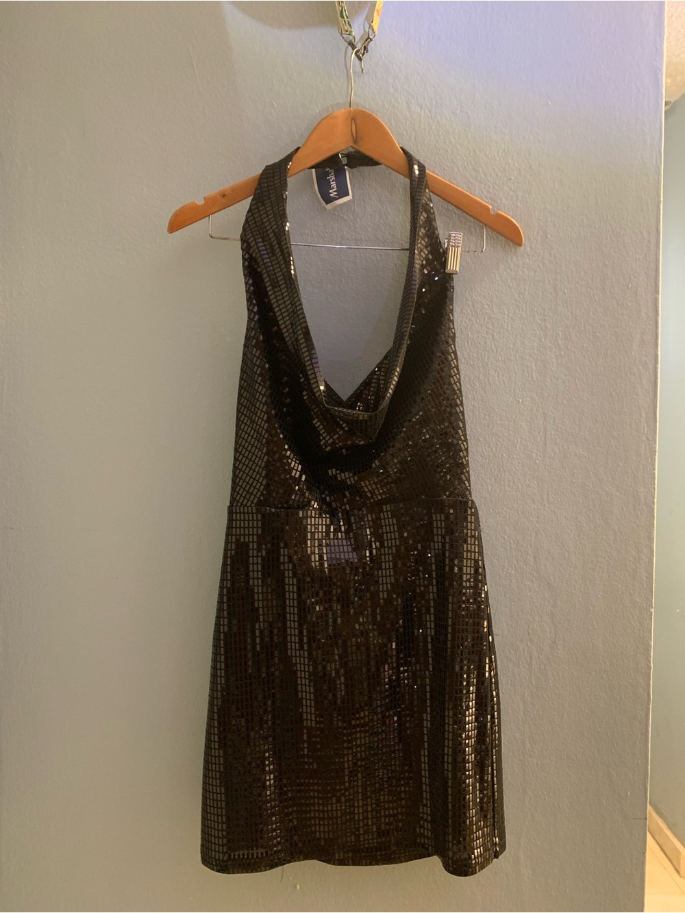 Marshalls Black Sequin Halter Mini Dress